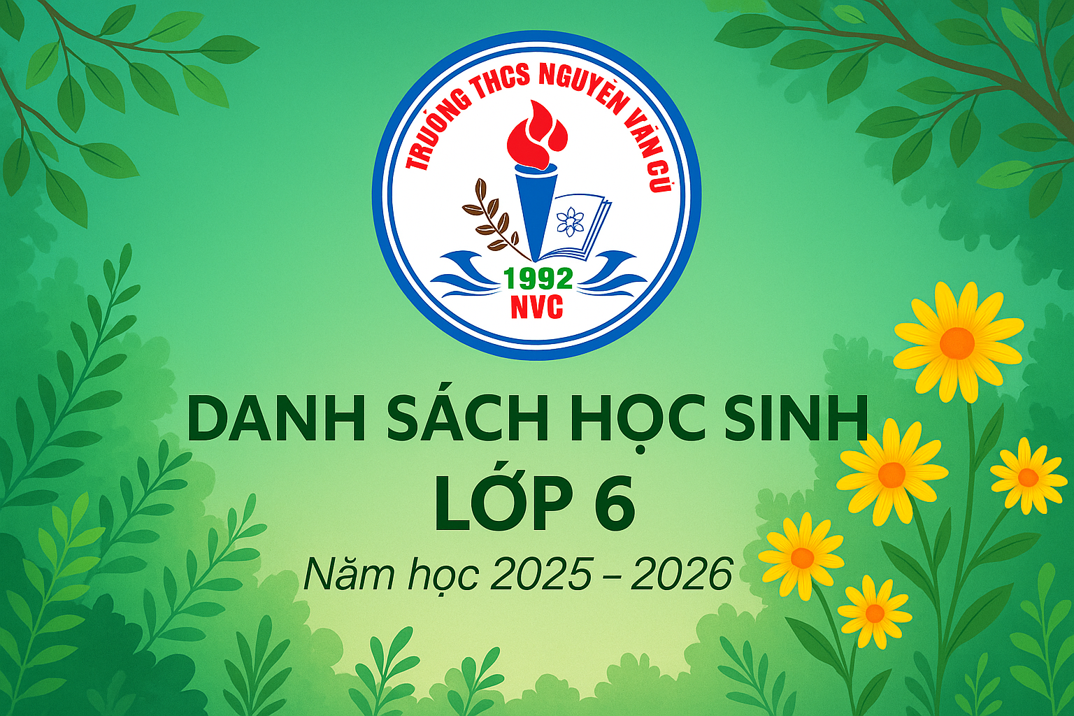 DANH SÁCH HỌC SINH LỚP 6 NĂM HỌC 2025 -2026